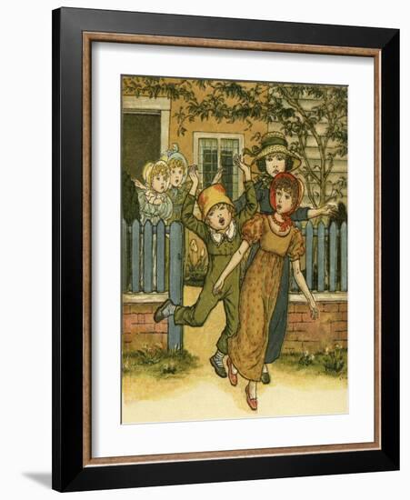 Girls and boys come-Kate Greenaway-Framed Giclee Print