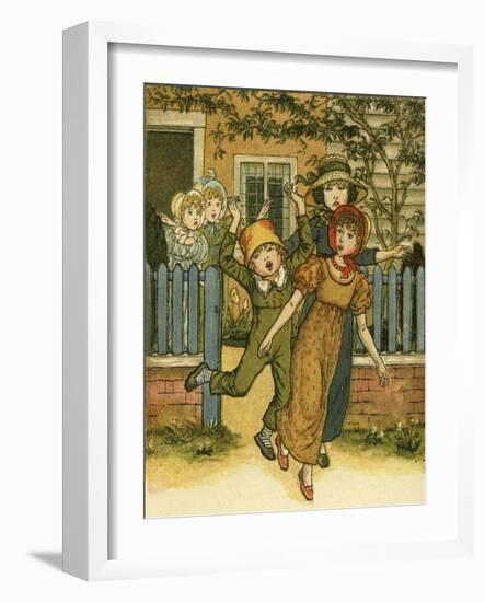 Girls and boys come-Kate Greenaway-Framed Giclee Print