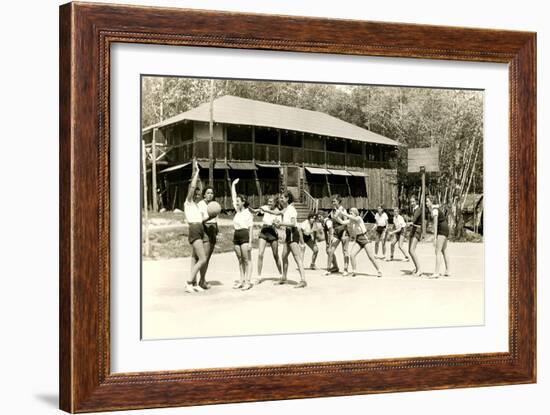 Girls Basketball Practice-null-Framed Art Print