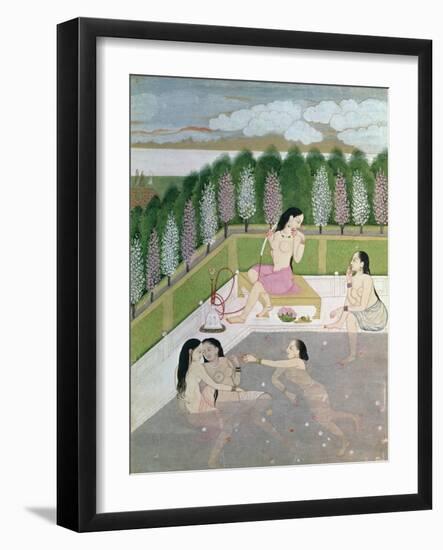 Girls Bathing, Pahari Style, Kangra School, Himachel Pradesh, 18th Century-null-Framed Giclee Print