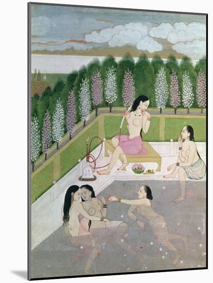 Girls Bathing, Pahari Style, Kangra School, Himachel Pradesh, 18th Century-null-Mounted Giclee Print