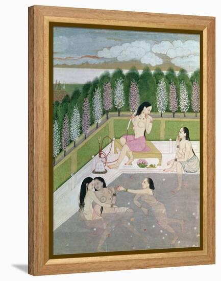 Girls Bathing, Pahari Style, Kangra School, Himachel Pradesh, 18th Century-null-Framed Premier Image Canvas