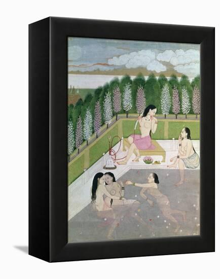 Girls Bathing, Pahari Style, Kangra School, Himachel Pradesh, 18th Century-null-Framed Premier Image Canvas