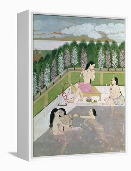 Girls Bathing, Pahari Style, Kangra School, Himachel Pradesh, 18th Century-null-Framed Premier Image Canvas