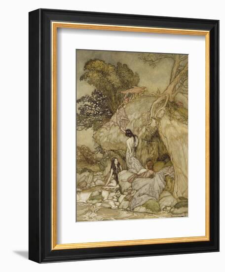 Girls by a Stream, 1906-Arthur Rackham-Framed Giclee Print