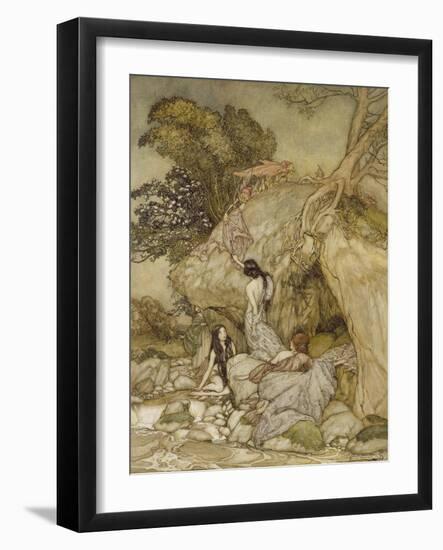 Girls by a Stream, 1906-Arthur Rackham-Framed Giclee Print