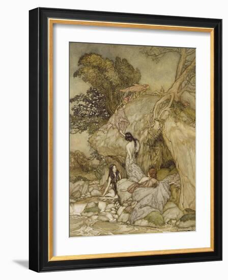 Girls by a Stream, 1906-Arthur Rackham-Framed Giclee Print