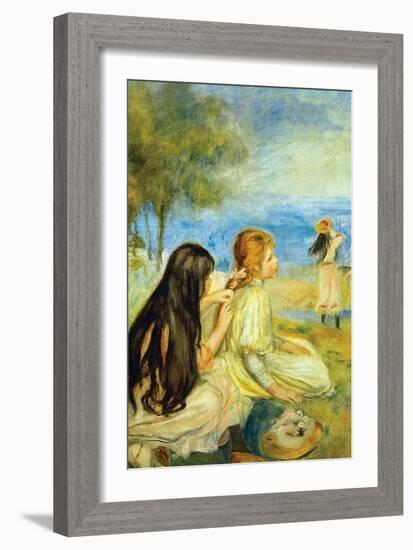 Girls by the Seaside-Pierre-Auguste Renoir-Framed Art Print
