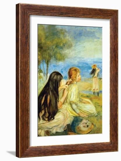 Girls by the Seaside-Pierre-Auguste Renoir-Framed Art Print