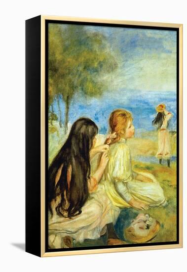 Girls by the Seaside-Pierre-Auguste Renoir-Framed Stretched Canvas