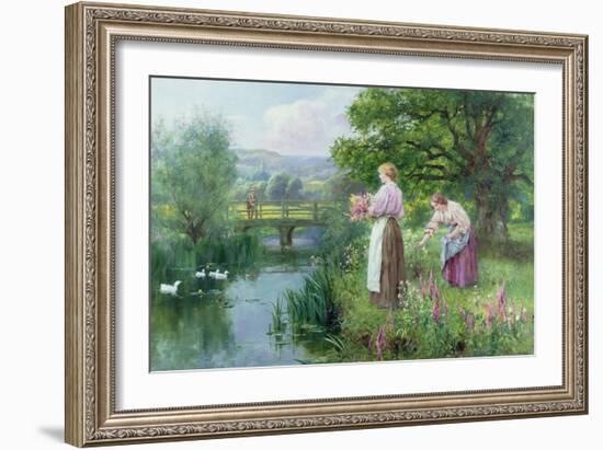 Girls Collecting Flowers-Henry John Yeend King-Framed Giclee Print