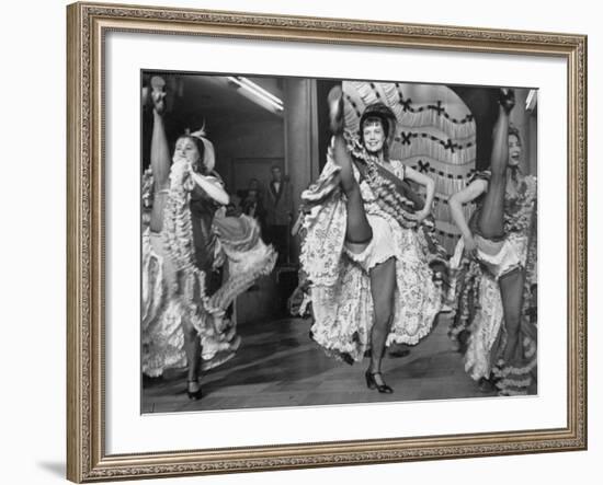 Girls Dancing the Can-Can at Baltarbarin Nightclub in Paris-null-Framed Photographic Print