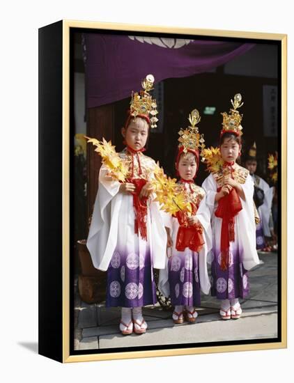 Girls Dressed in Traditional Costume, Festival of the Ages (Jidai Matsuri), Kyoto, Honshu, Japan-null-Framed Premier Image Canvas