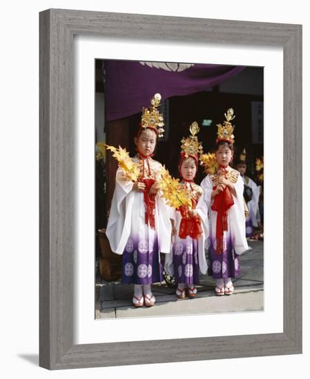 Girls Dressed in Traditional Costume, Festival of the Ages (Jidai Matsuri), Kyoto, Honshu, Japan-null-Framed Photographic Print