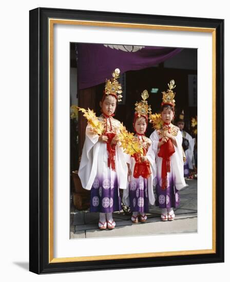 Girls Dressed in Traditional Costume, Festival of the Ages (Jidai Matsuri), Kyoto, Honshu, Japan-null-Framed Photographic Print