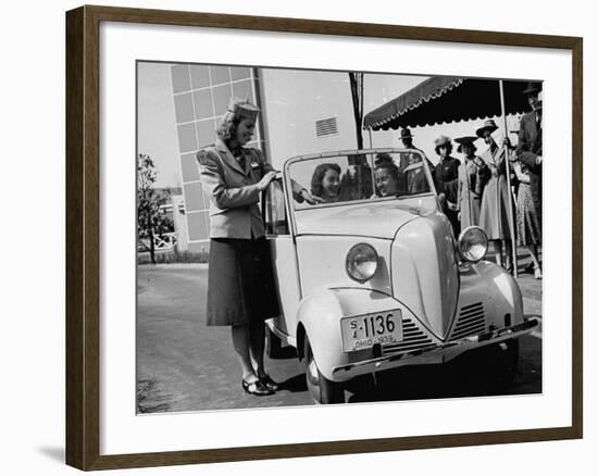 Girls Examining the New Crosley Car at the New York World Fair-null-Framed Photographic Print