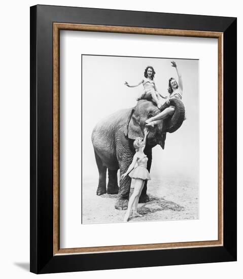 Girls Free Ride on Elephant-null-Framed Art Print