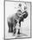 Girls Free Ride on Elephant-null-Mounted Art Print