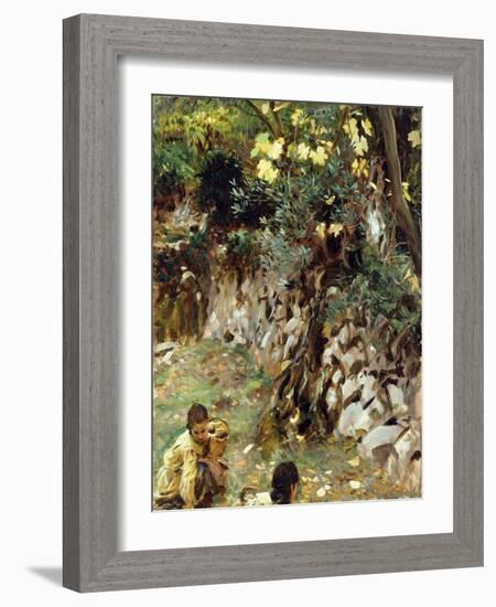 Girls Gathering Blossoms, Valdemosa, Majorca-John Singer Sargent-Framed Giclee Print