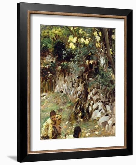 Girls Gathering Blossoms, Valdemosa, Majorca-John Singer Sargent-Framed Giclee Print