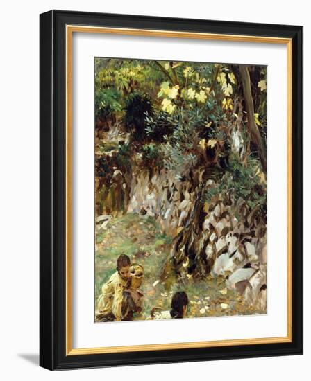 Girls Gathering Blossoms, Valdemosa, Majorca-John Singer Sargent-Framed Giclee Print