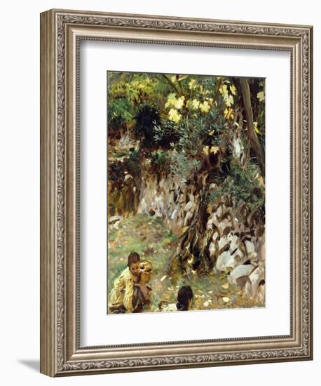 Girls Gathering Blossoms, Valdemosa, Majorca-John Singer Sargent-Framed Giclee Print