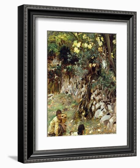 Girls Gathering Blossoms, Valdemosa, Majorca-John Singer Sargent-Framed Giclee Print