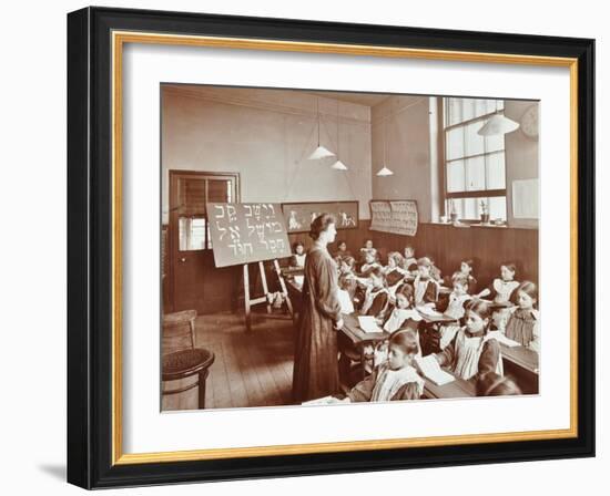 Girls Hebrew Reading Lesson, Jews Free School, Stepney, London, 1908-null-Framed Giclee Print