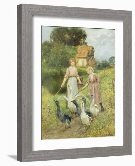 Girls Herding Geese-Henry John Yeend King-Framed Giclee Print