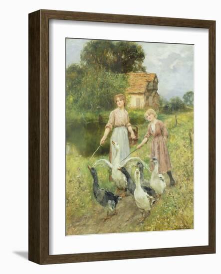 Girls Herding Geese-Henry John Yeend King-Framed Giclee Print