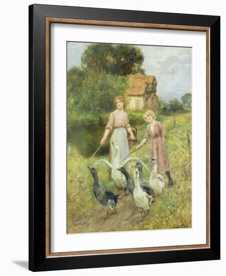 Girls Herding Geese-Henry John Yeend King-Framed Giclee Print