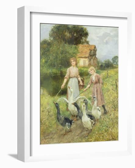 Girls Herding Geese-Henry John Yeend King-Framed Giclee Print