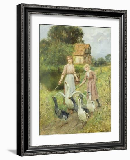 Girls Herding Geese-Henry John Yeend King-Framed Giclee Print