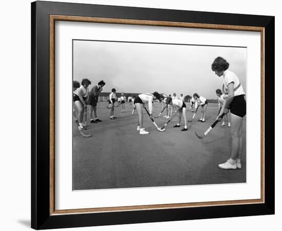 Girls Hockey Match, Airedale School, Castleford, West Yorkshire, 1962-Michael Walters-Framed Photographic Print