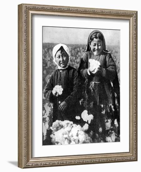 Girls in a Cotton Field, Kazakhstan, 1936-null-Framed Giclee Print