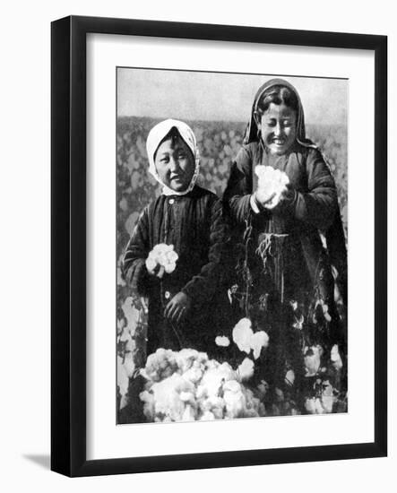 Girls in a Cotton Field, Kazakhstan, 1936-null-Framed Giclee Print