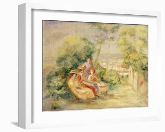 Girls in a Garden; Fillettes Dans Un Jardin, C. 1895-Pierre-Auguste Renoir-Framed Giclee Print