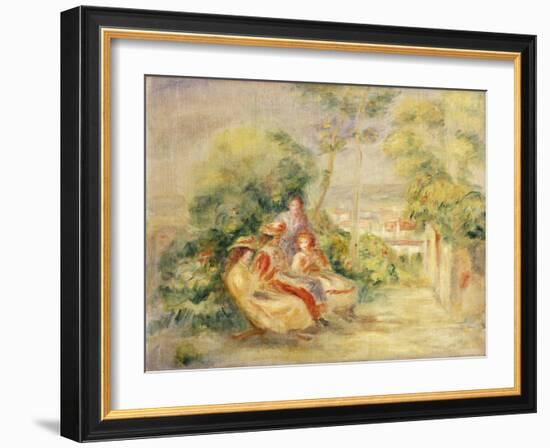 Girls in a Garden; Fillettes Dans Un Jardin, C. 1895-Pierre-Auguste Renoir-Framed Giclee Print