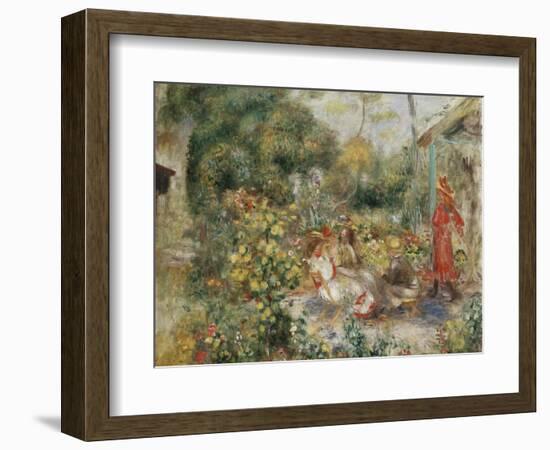 Girls in a Garden in Montmartre; Fillettes Dans Un Jardin a Montmartre, C.1893-5-Pierre-Auguste Renoir-Framed Giclee Print