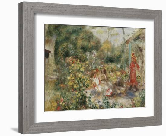 Girls in a Garden in Montmartre; Fillettes Dans Un Jardin a Montmartre, C.1893-5-Pierre-Auguste Renoir-Framed Giclee Print