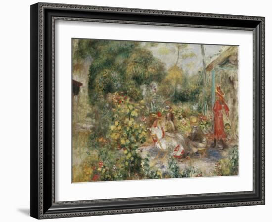 Girls in a Garden in Montmartre; Fillettes Dans Un Jardin a Montmartre, C.1893-5-Pierre-Auguste Renoir-Framed Giclee Print