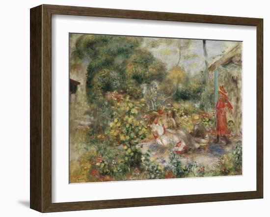 Girls in a Garden in Montmartre-Pierre-Auguste Renoir-Framed Giclee Print
