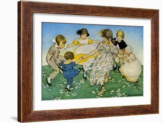 Girls in Circle - Ring around the Rosie-Jesse Willcox Smith-Framed Art Print