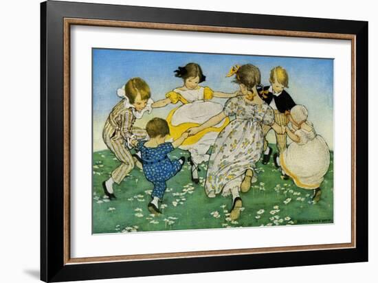 Girls in Circle - Ring around the Rosie-Jesse Willcox Smith-Framed Art Print