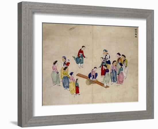 Girls Jumping on a See-Saw-Kim Junkeun-Framed Giclee Print