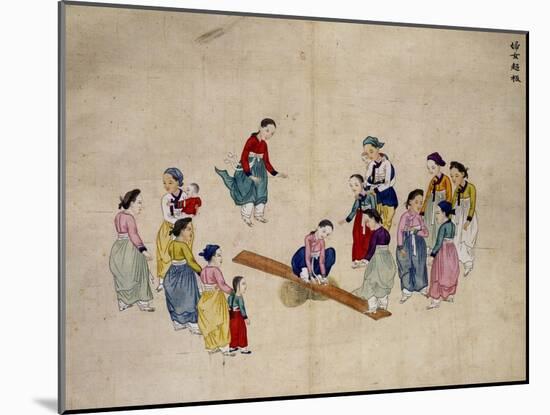 Girls Jumping on a See-Saw-Kim Junkeun-Mounted Giclee Print
