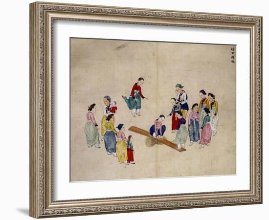 Girls Jumping on a See-Saw-Kim Junkeun-Framed Giclee Print