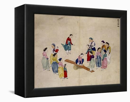 Girls Jumping on a See-Saw-Kim Junkeun-Framed Premier Image Canvas