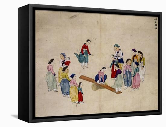 Girls Jumping on a See-Saw-Kim Junkeun-Framed Premier Image Canvas