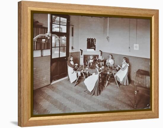 Girls Knitting Socks by Machine at the Elm Lodge School for Blind Girls, London, 1908-null-Framed Premier Image Canvas